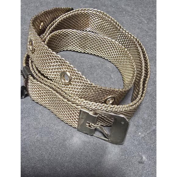 Metal Mesh Chain Belt Womens Gold Tone Grommet Buckle Adjustable Chainmail - Picture 4 of 7